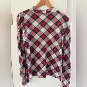 LOFT Red and Black Plaid Top